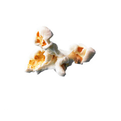 Fototapeta na wymiar Single delicious salty popcorn isolated on a white background