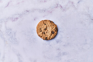  Delicious chocolate cookie on a marble table