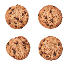  Delicious chocolate cookies isolated on a white background