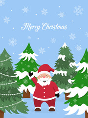 Colorful christmas card with cute winter vector illustration.