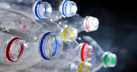 Empty carbonated drink bottles. Plastic waste