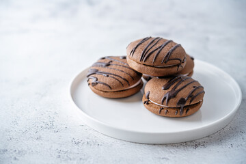 Soft chocolate cookies with marshmallow filling
