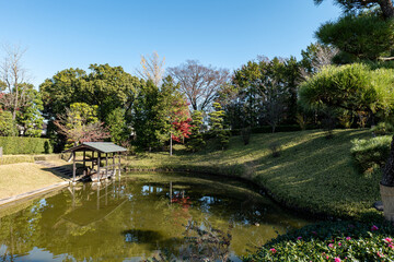 晩秋の日本庭園の風景　11月