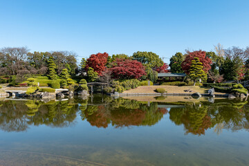 Fototapeta na wymiar 晩秋の日本庭園の風景　11月