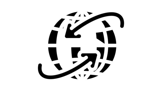 international company globalization arrow animated glyph icon international company globalization arrow sign. isolated on white background