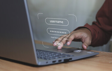 login and password, cyber security concept, data protection and secured internet access.