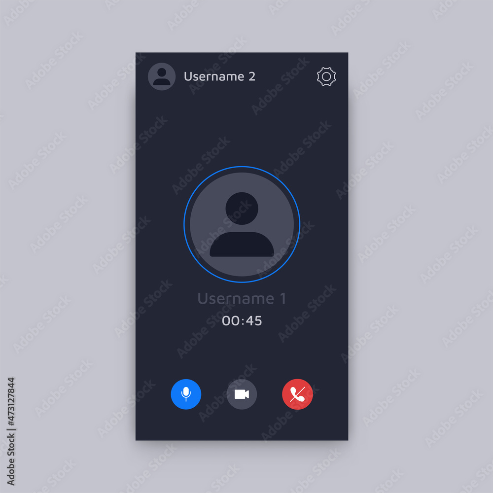 Poster phone interface. mobile application layout for video calls, online conference and web meeting with b