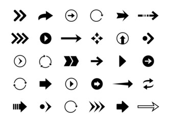 Fototapeta premium Navigation arrows. Black interface back and forward symbols for web and application, up down left right dynamic orientation icons. Vector set