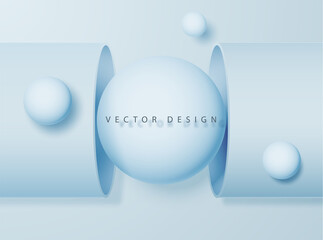 Abstract volumetric geometric futuristic light color background.