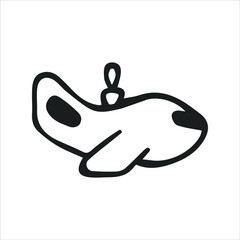 Christmas tree toy. Airplane decoration for the spruce. Outline. Flat style. Hand drawn.