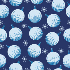 Seamless pattern with hand drawn christmas tree balls on a white background. Doodle, simple flat illustration. It can be used for decoration of textile, paper.