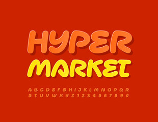 Vector bright business logo Hyper Market with Alphabet Letters and Numbers set. Creative modern Font