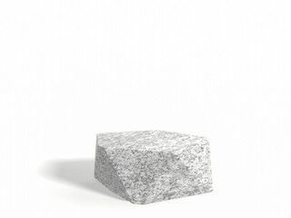 3D rock podium on white background. Stone mockup.