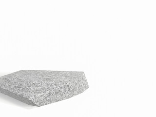 3D rock podium on white background. Stone mockup.