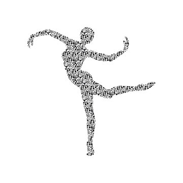 Silhouette of a girl engaged in modern dance, fitness, yoga, gymnastics, sports, twine, ballet, is decorated with a pattern. Design for logo, fitness club, mascot, symbol, badge, emblem, print. Vector