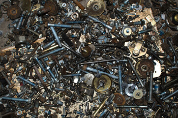 Lots of dirty bolts and screws	