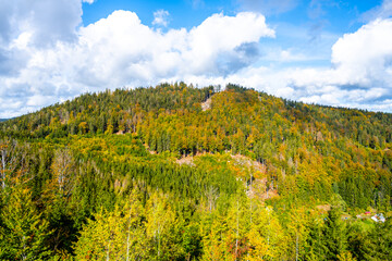 Colorful autumn forests of Tanvaldsky Spicak