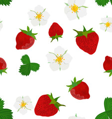 Strawberries on white seamless pattern