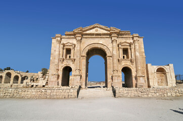 Fototapeta na wymiar The Arch of Hadrian In Jerash, Jordan