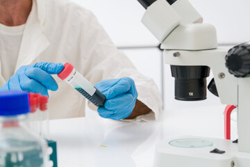 Scientific experiment in the laboratory of biological chemistry..Biochemistry, biophysics, and...