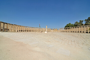 Oval plaza in roman Jerash, Jordan