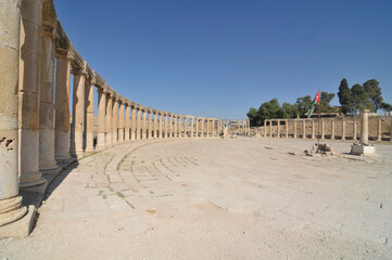 Oval plaza in roman Jerash, Jordan