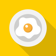 breakfast, plate with omelette, yellow background, flat style, vector