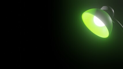 Three-dimensional illustration of a glowing table lamp with negative space. suitable for presentation background design