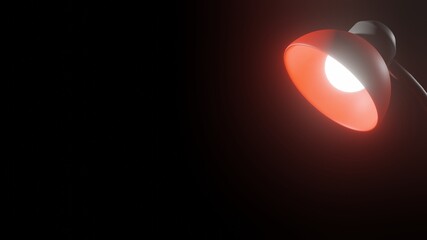 Three-dimensional illustration of a glowing table lamp with negative space. suitable for presentation background design