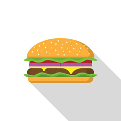 small hamburger on white background, in flat style, vector