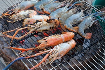Fresh shrimp grilled over charcoal