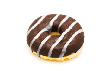 Appetizing donut with frosting isolated on a white background.	