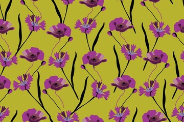 floral pattern with poppy and cornflower