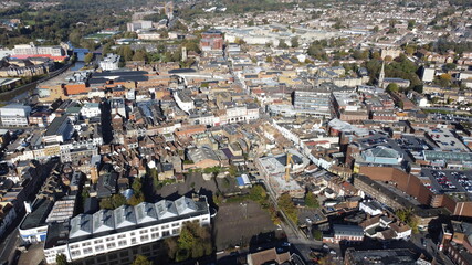 Maidstone Kent UK town centre drone view 