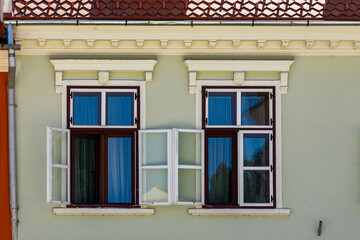 old windows in the building	
