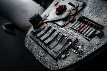 Fototapeta premium Car dashboard with buttons and tumblers