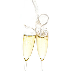 two glasses of champagne isolated