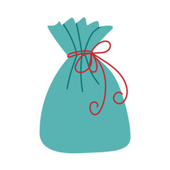 A bag with presents, winter holiday doodle illustration