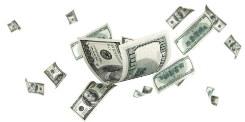 Us dollar bill. Washington American cash. Falling usd money background.