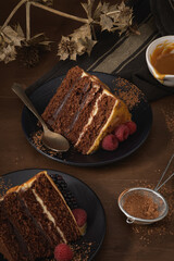 Delicious caramel cake slices