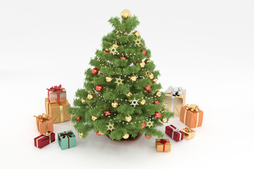 クリスマスツリーとプレゼント　背景素材