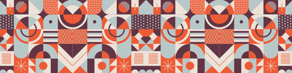 LinkedIn banner or template of geometric, vector, graphic, minimal and abstract shapes, with a Bauhaus aesthetic. 