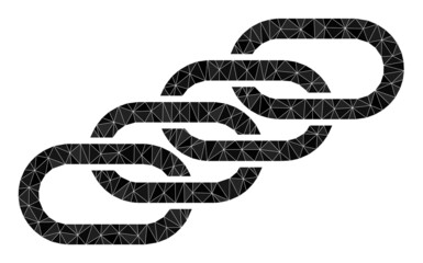 Low-poly chain union icon illustration is designed with scattered filled triangles. Triangle chain union polygonal symbol vector illustration. Chain Union icon is filled with triangles.