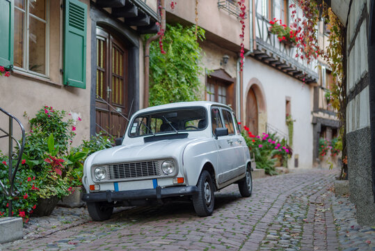 Vintage car parked in the street