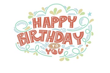 illustration of cute happy birthday background, hand draw