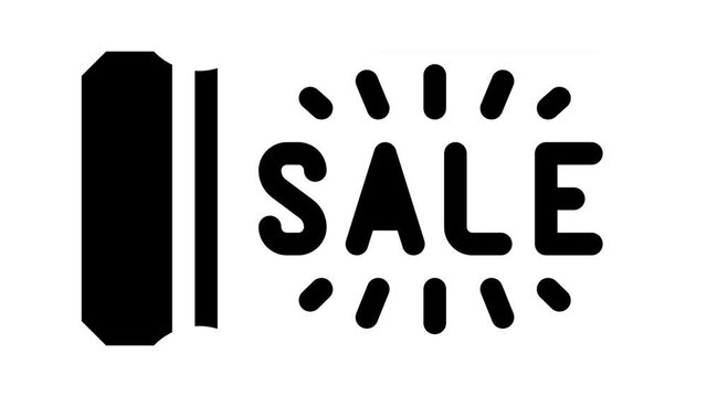 coupon ticket sale animated glyph icon coupon ticket sale sign. isolated on white background