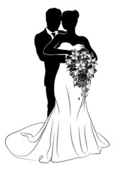 Bride And Groom Couple Wedding Dress Silhouettes