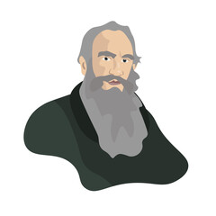 Portrait of an old wise grandfather with a gray beard in vector