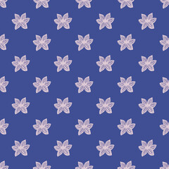 Seamless pattern sanise on blight blue background. Vector repeat template spice in doodle style. Hand drawn elements nature texture for fabric.