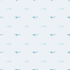 Seamless pattern Blue shark on light background. Texture of marine fish for any purpose.